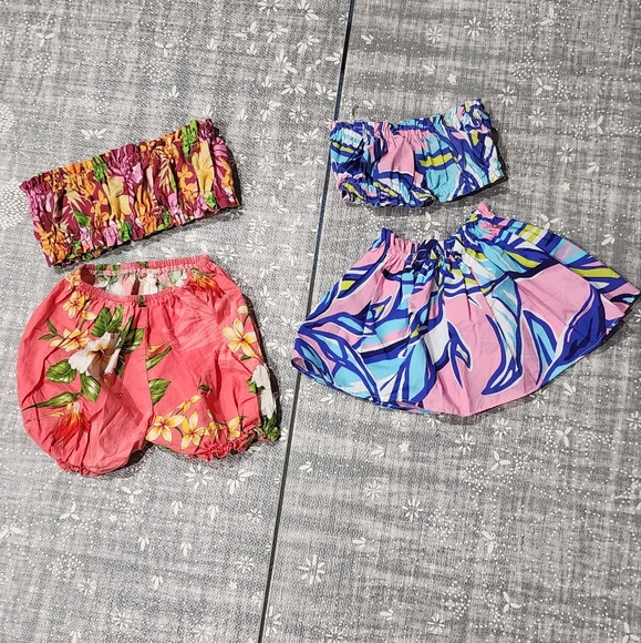 Hawaiian Hibiscus/Plumeria Floral Print Shorts & Skirts Set (12 Months) - Picture 1 of 3